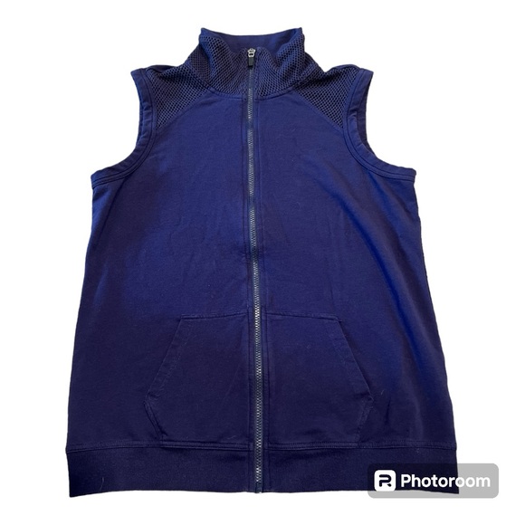 Fabletics Temecula Vest dark Blue Open Mesh Panels Size Womens medium - Picture 1 of 6